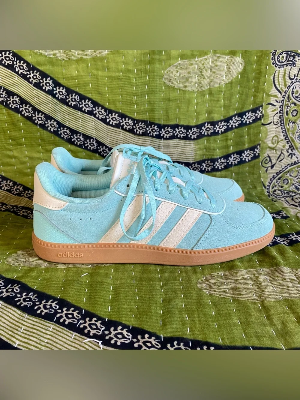 Adidas Flash Aqua/ Wonder White Breaknet Sleek Suede Sneakers 8 Streetwear